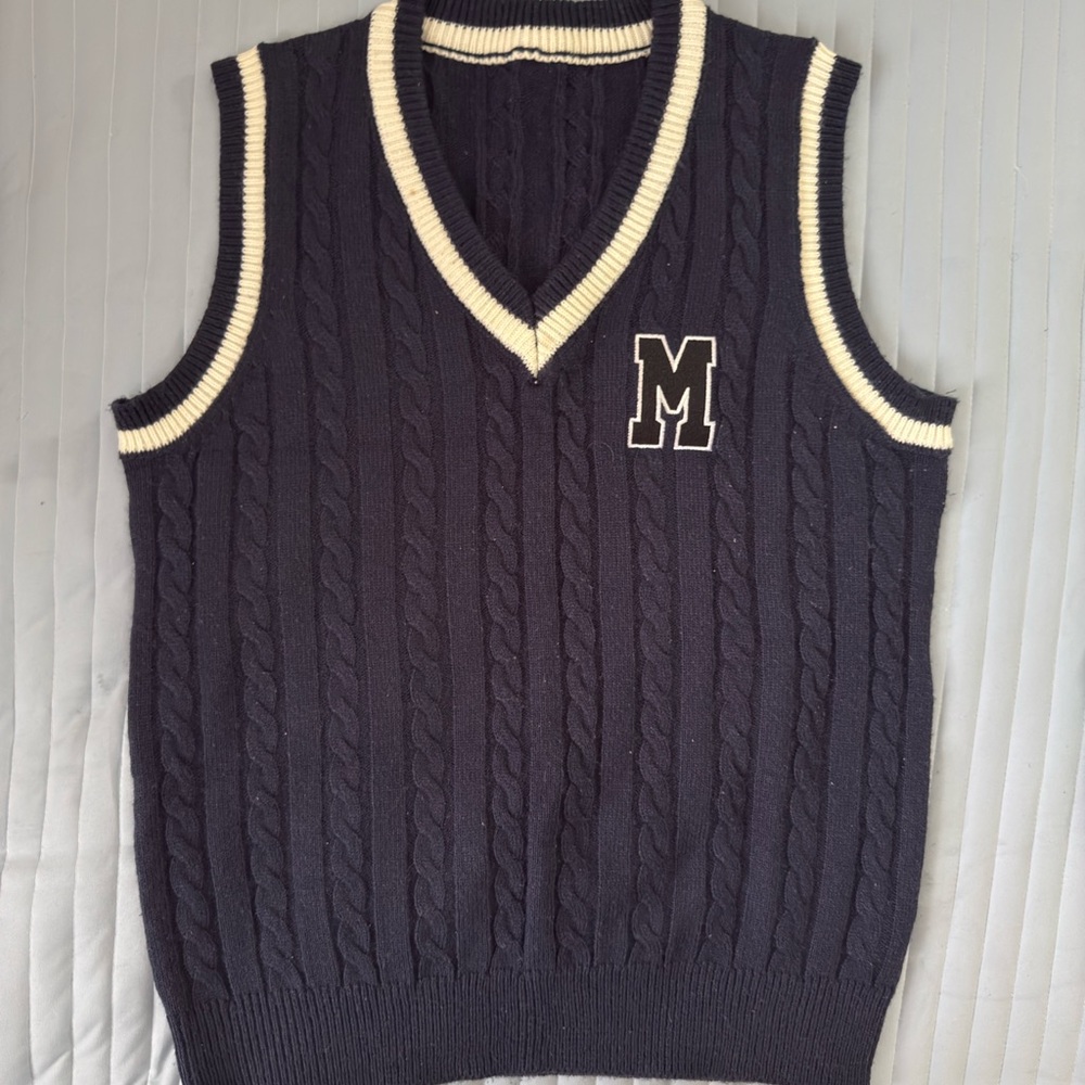 Men's Black Cable Knit Sweater Vest
